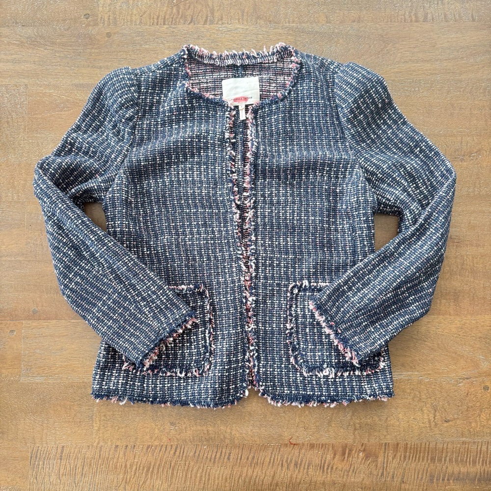Rebecca Taylor Blue and Pink Tweed Blazer Jacket